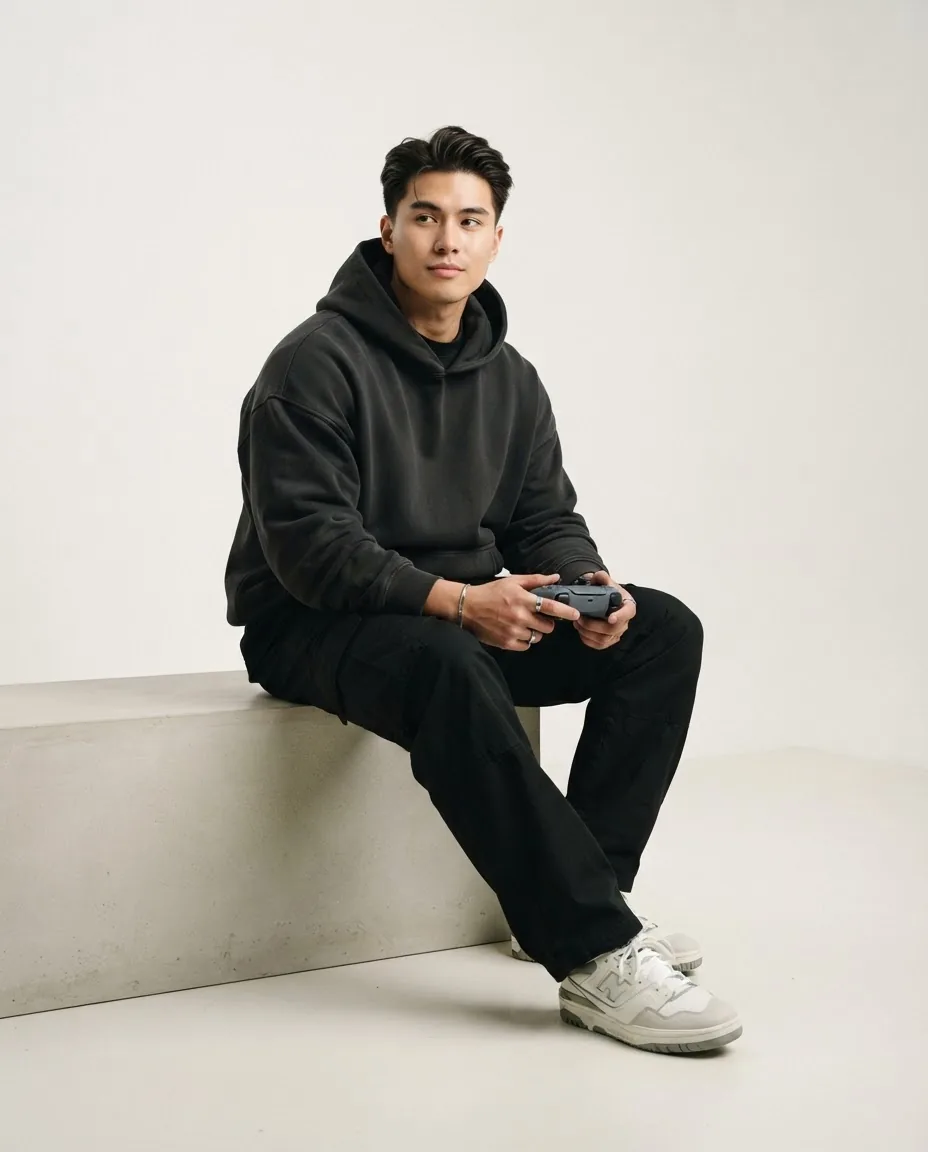 A player focused on a game in a softly lit room